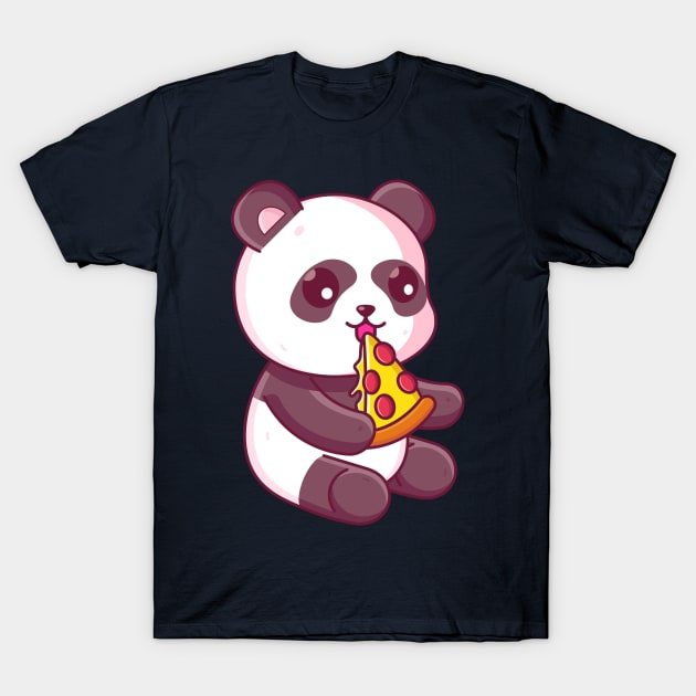 Cute panda eating pizza T-Shirt by Ardhsells